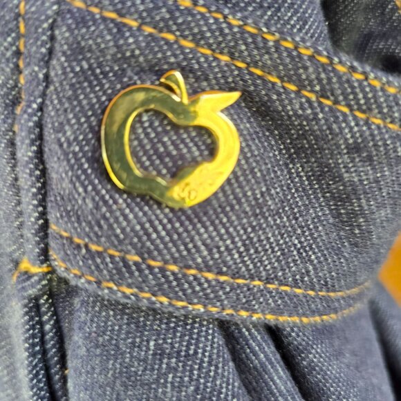 Y2k Double-Breasted Denim Trench Coat With Gold Detail Size L old money feel - Picture 3 of 14